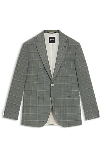 Bunda BOSS BOSS Checked Wool Blend Regular Fit Blazer Zelené | 50545870, 0