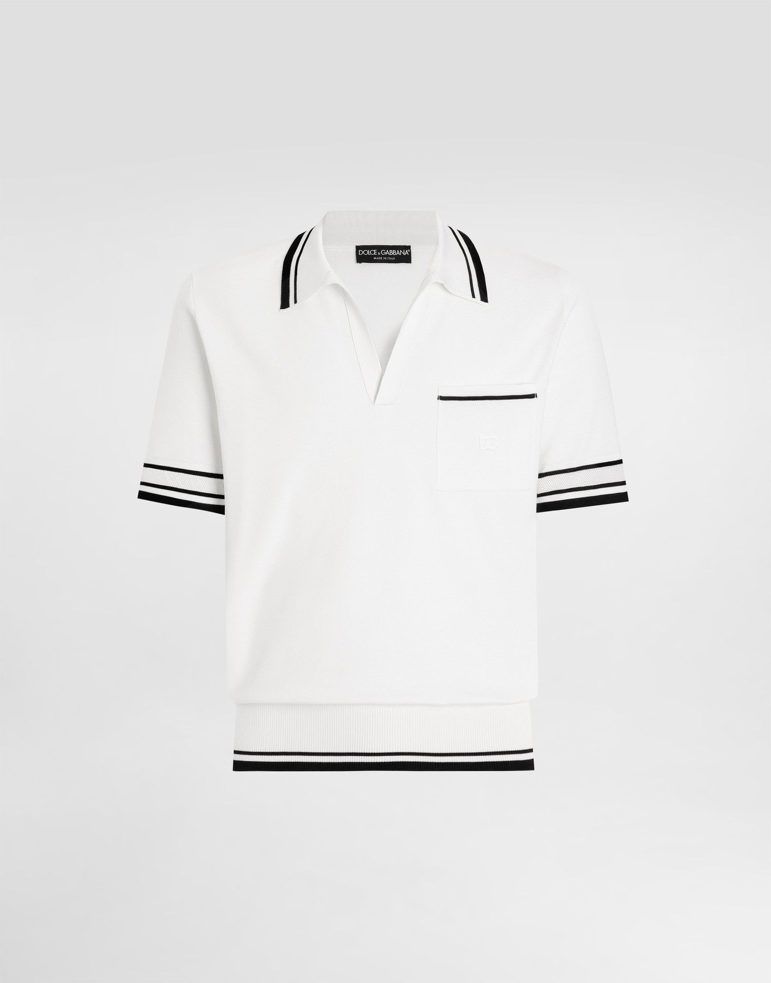 Polo tričko Dolce & Gabbana Dolce & Gabbana Silk Piqué Polo Shirt Biela | GXZ74ZJBSLUW0800, 0