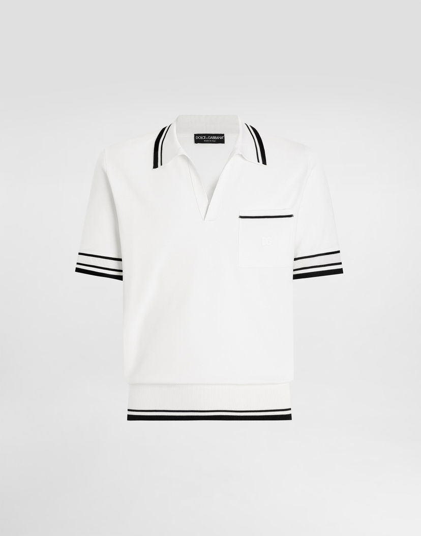 Polo tričko Dolce & Gabbana Dolce & Gabbana Silk Piqué Polo Shirt Biela | GXZ74ZJBSLUW0800