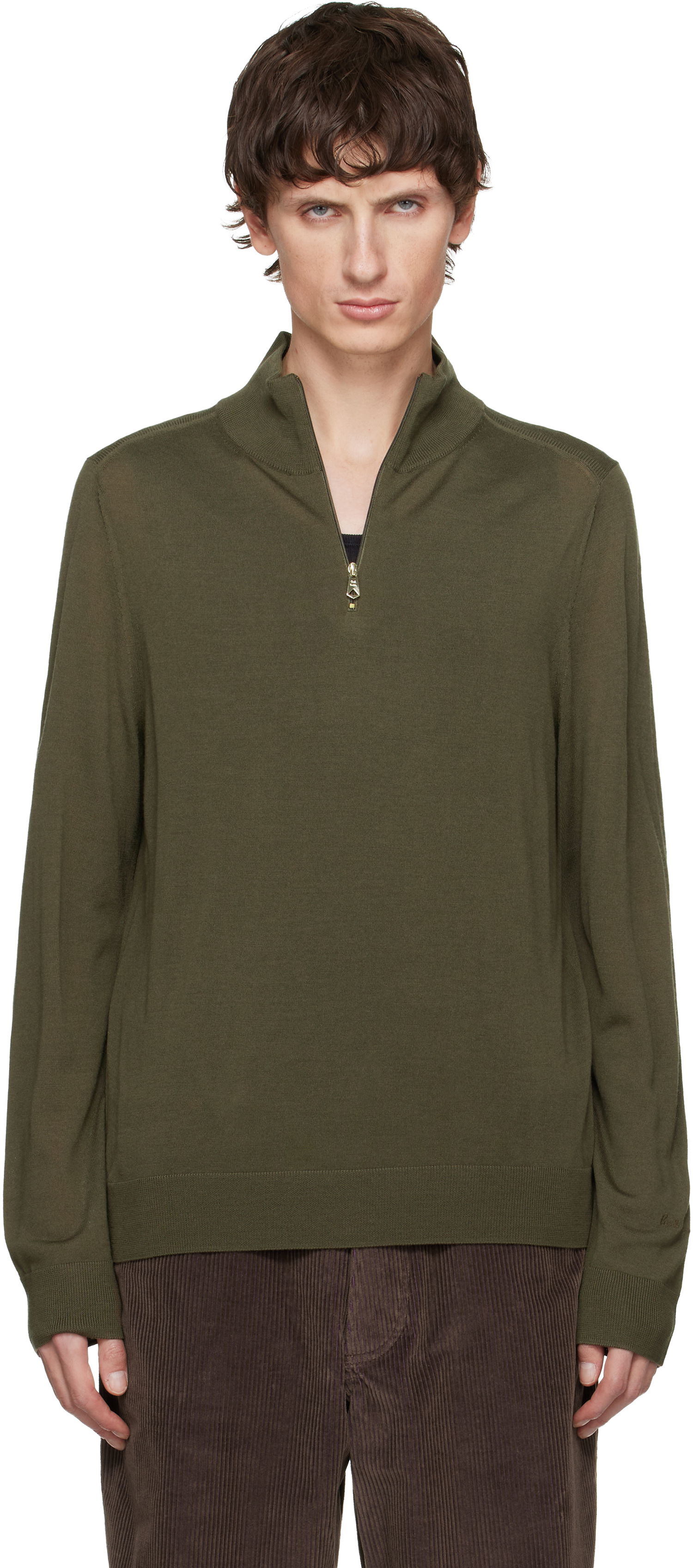 Sveter Paul Smith Paul Smith Merino Wool Half-Zip Sweater Zelené | M1R-239Z-P02093-63, 0