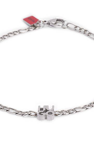 Náramok BOSS Chain bracelet with stacked-logo plaque Metalická | 50552597, 1