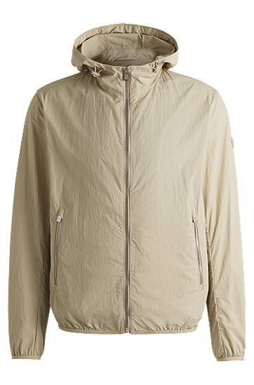 Vetrovka BOSS Water-Repellent Crinkle Fabric Hooded Jacket Béžová | 50538048, 0