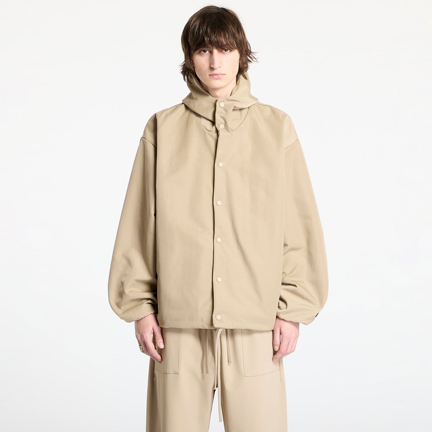 Košeľa Fear of God Textured Nylon Hooded Coaches Jacket Béžová | 202HO246377F-253, 0