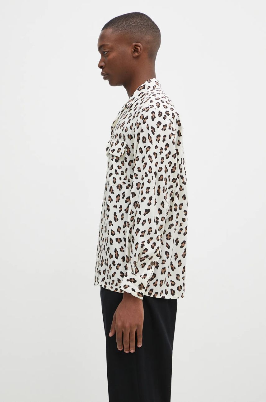 Košeľa WACKO MARIA Leopard Print Relaxed Fit Long Sleeve Shirt Biela | 24FW.WMS.HI02, 1