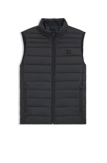 Vesta BOSS Packable Slim-Fit Gilet with Water-Repellent Mixed Quilting Čierna | 50549243, 0