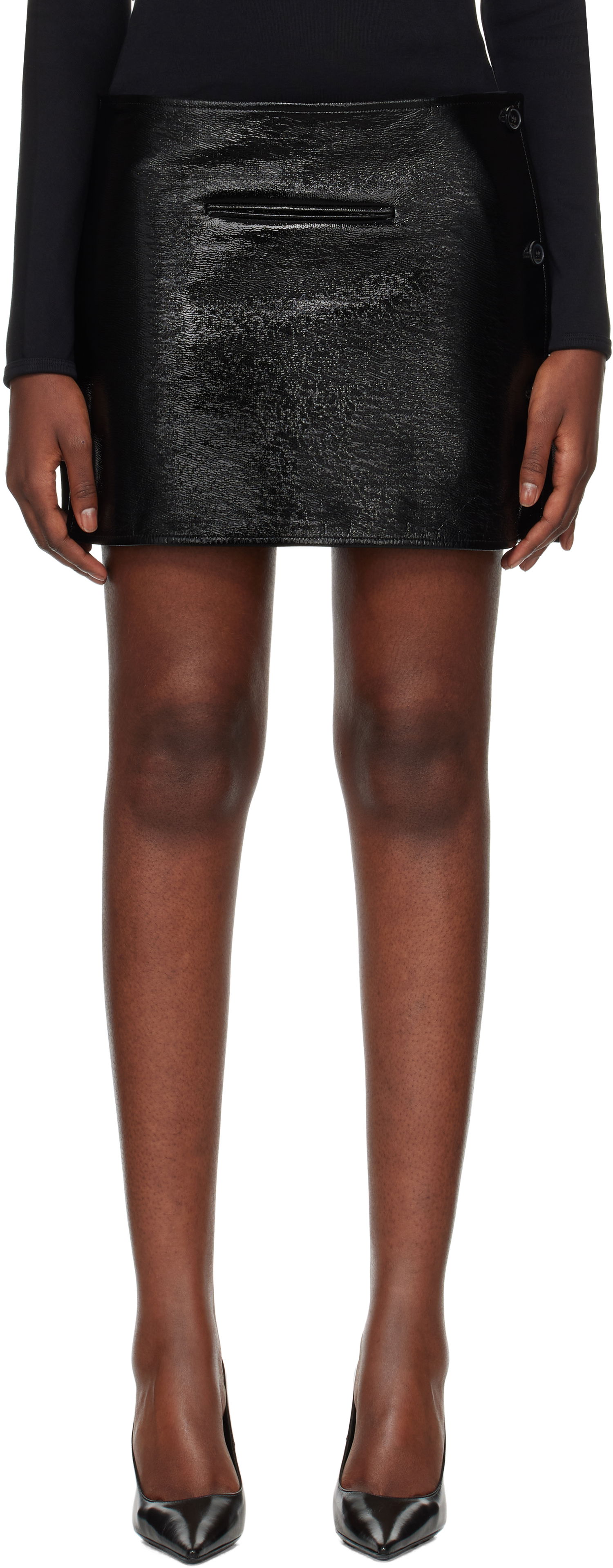Sukňa Courrèges Vinyl Asymmetrical Miniskirt Čierna | 424CJU204VY0014, 0