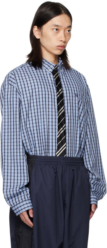 Košeľa VETEMENTS Vetements Tie Gingham Shirt Modrá | UH76SH280CN, 4