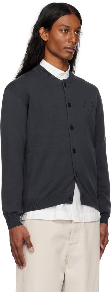 Sveter MAISON KITSUNÉ Maison Kitsuné Fox Head Embroidered Cardigan Žltá | OM02135KT1135, 4