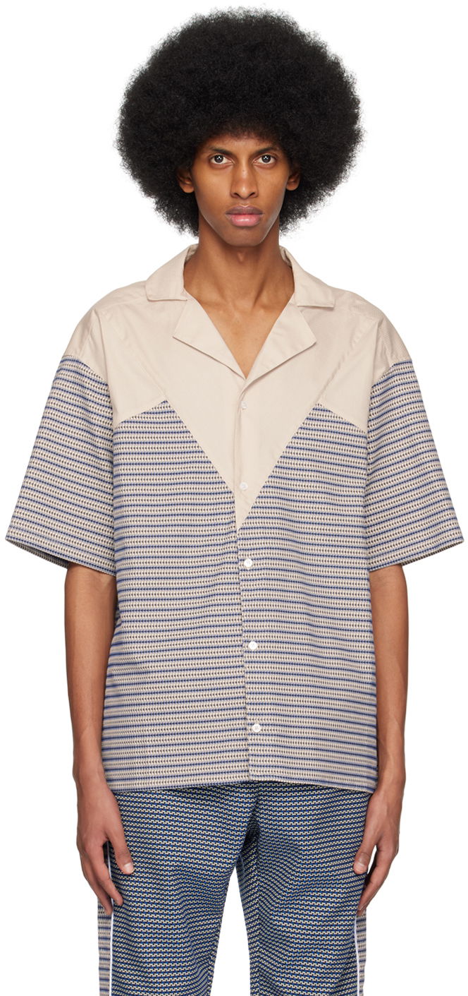 Košeľa Ahluwalia Short Sleeve Button-Up Shirt Béžová | M-AHLU-TO010-SS23-FA88-BE, 0