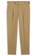Pleated Tapered-Fit Stretch Cotton Trousers