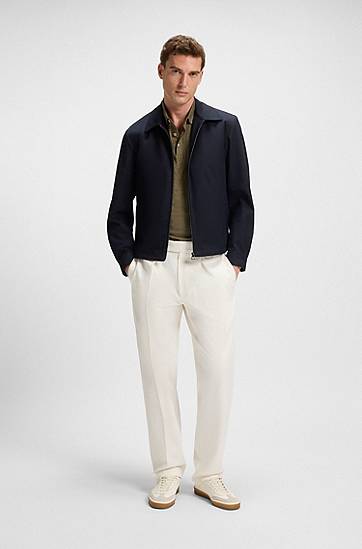 Polo tričko BOSS BECKHAM x BOSS Linen Polo Shirt Zelené | 50552246, 1