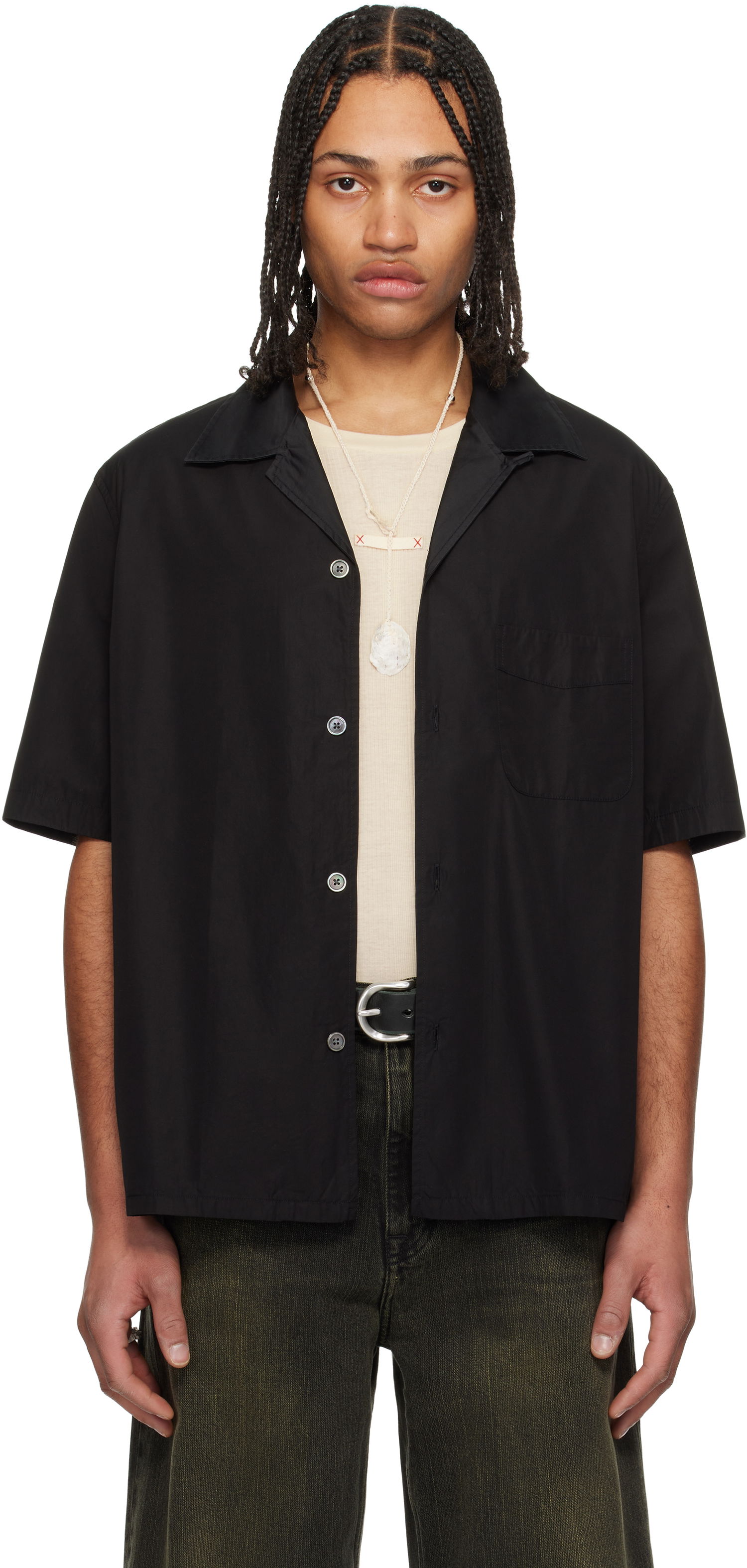 Košeľa OUR LEGACY Our Legacy Heusen Short Sleeve Shirt Čierna | M2252HBE, 0