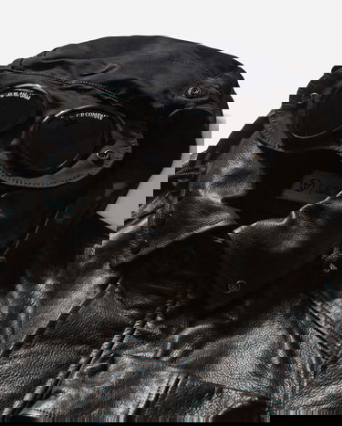 Bunda C.P. Company Slam Jam Leather Mille Jacket with Goggle Hood Čierna | 19CSOW700S 001, 4