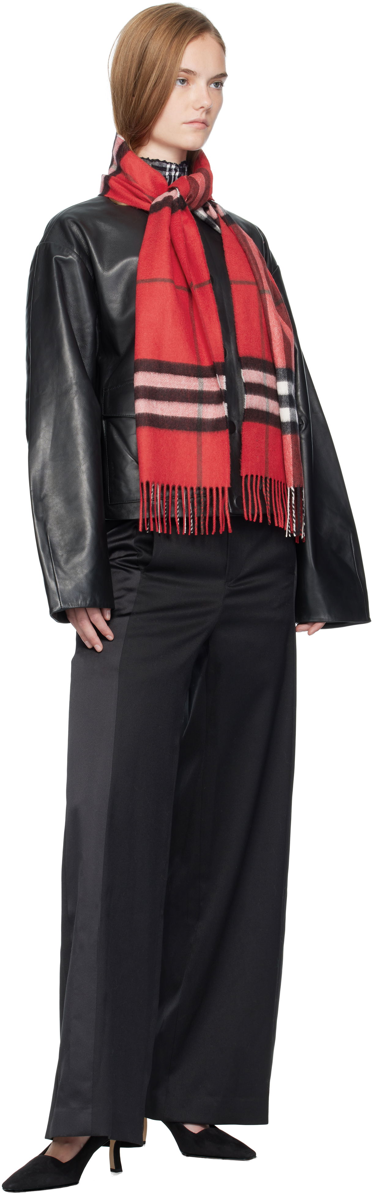 Šál Burberry Burberry Check Cashmere Scarf Červená | 8112640, 1