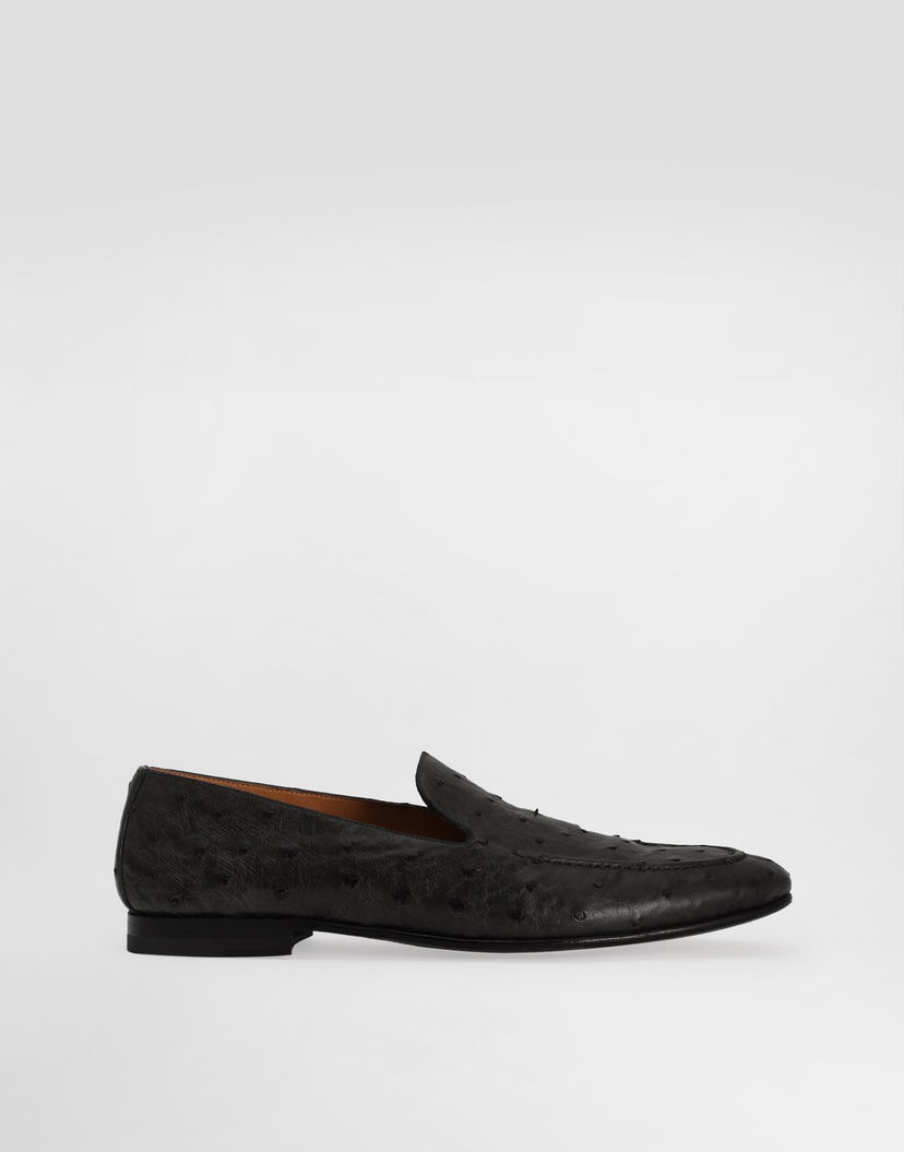 Doplnky Dolce & Gabbana Dolce & Gabbana Ostrich Leather Loafers Čierna | A50716AE43680999