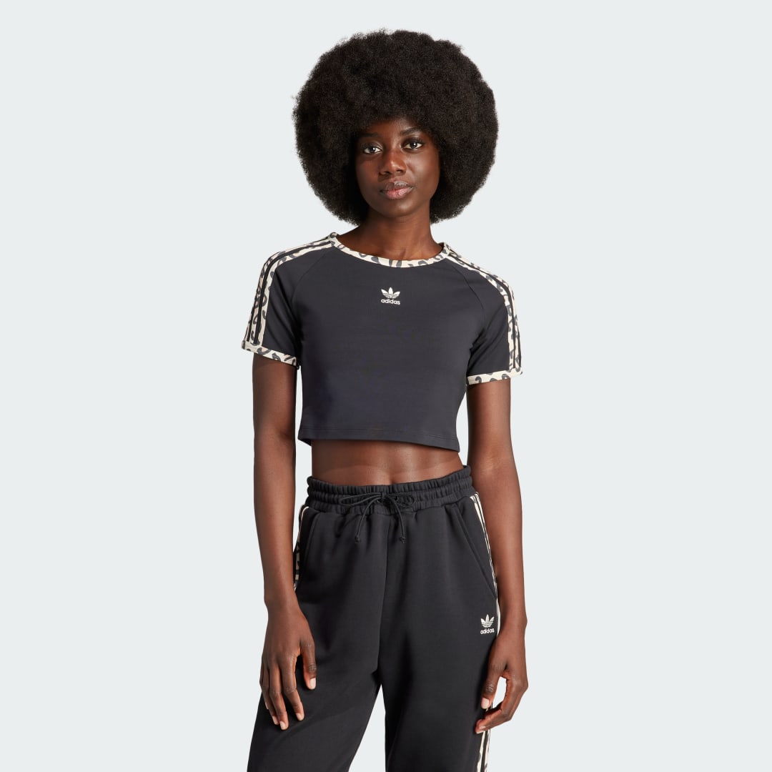 Crop Top adidas Originals Leopard Luxe Baby Tee Čierna | IY7062, 0
