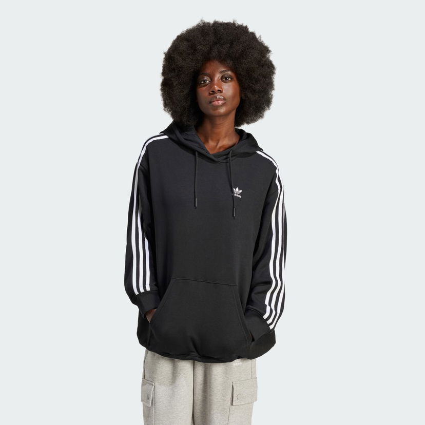 Mikina adidas Originals Adicolor 3-Stripes Oversized Hoodie Čierna | IU2418