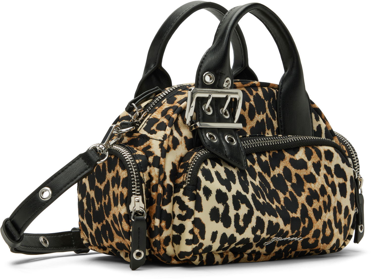 Kabelka GANNI Leopard Mini Polochon Bag Metalická | A6740, 1
