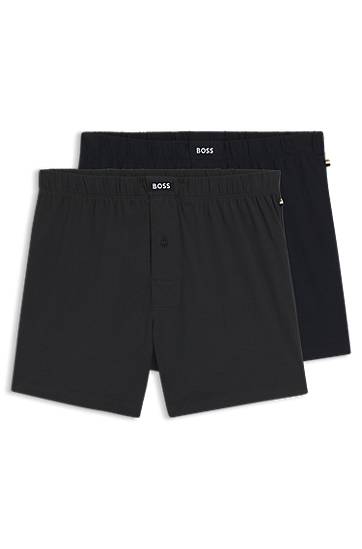 Boxerky BOSS Two-Pack Stretch-Cotton Boxer Shorts with Logos Čierna | 50544380