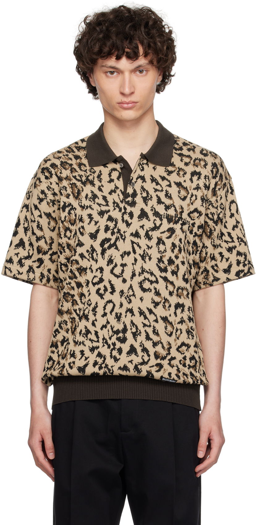 Polo tričko WACKO MARIA WACKO MARIA Jacquard Knit Polo Béžová | 25SS-WMK-KN22