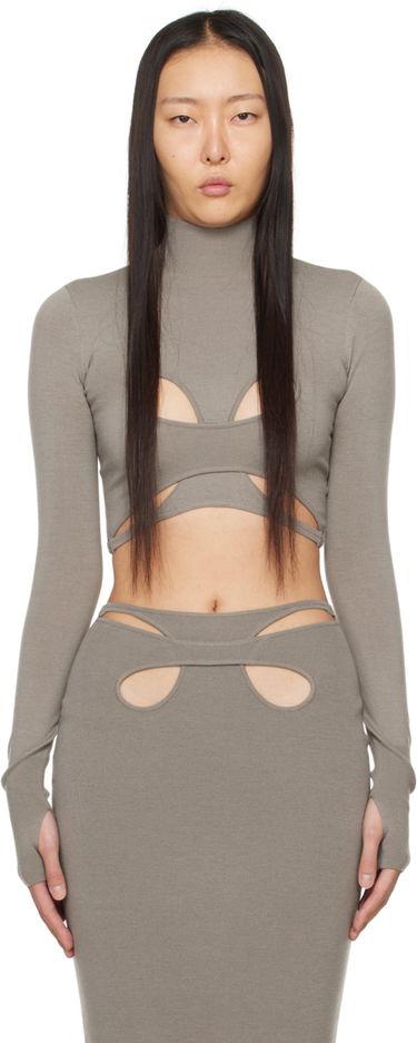 Crop Top Dion Lee Mobius Loop Cutout Long Sleeve Top Šedá | A7783PS24, 0