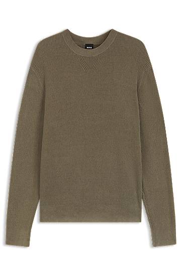 Sveter BOSS Regular-fit sweater with corduroy rib Zelené | 50549989