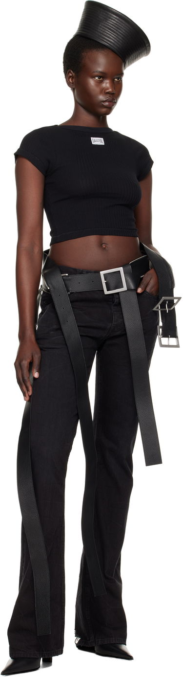 Crop Top Jean Paul Gaultier Jean Paul Gaultier 'The Patch' Ribbed Crop T-Shirt Čierna | 25/33-F-TS105P-J054-00, 3