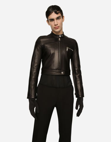 Bunda Dolce & Gabbana Nappa Leather Biker Jacket Čierna | G9AQYLHULSJN0000, 3