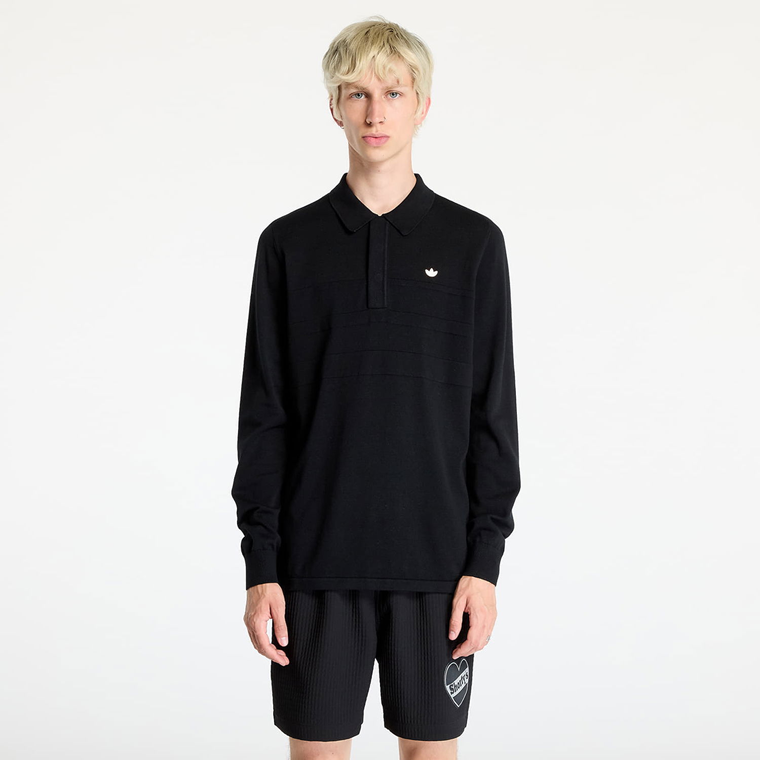 Polo tričko adidas Originals Long Sleeve Polo Tee Black Čierna | IY9955, 0