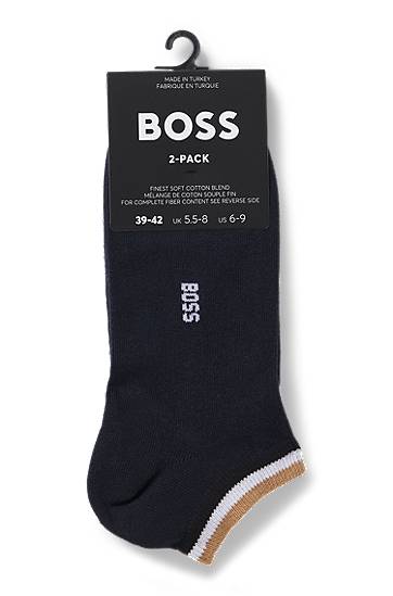 Ponožky BOSS Two-Pack of Ankle Socks with Signature Stripes Navy | 50503506, 1