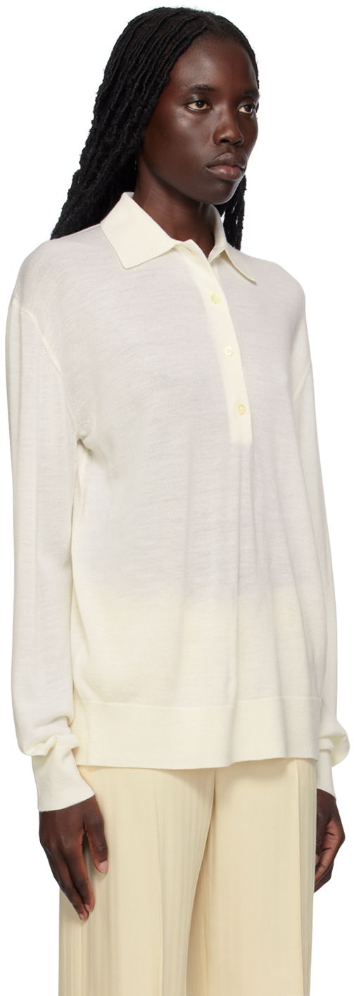 Sveter TOTEME TOTEME Spread Collar Polo Biela | 233-5171-321, 1