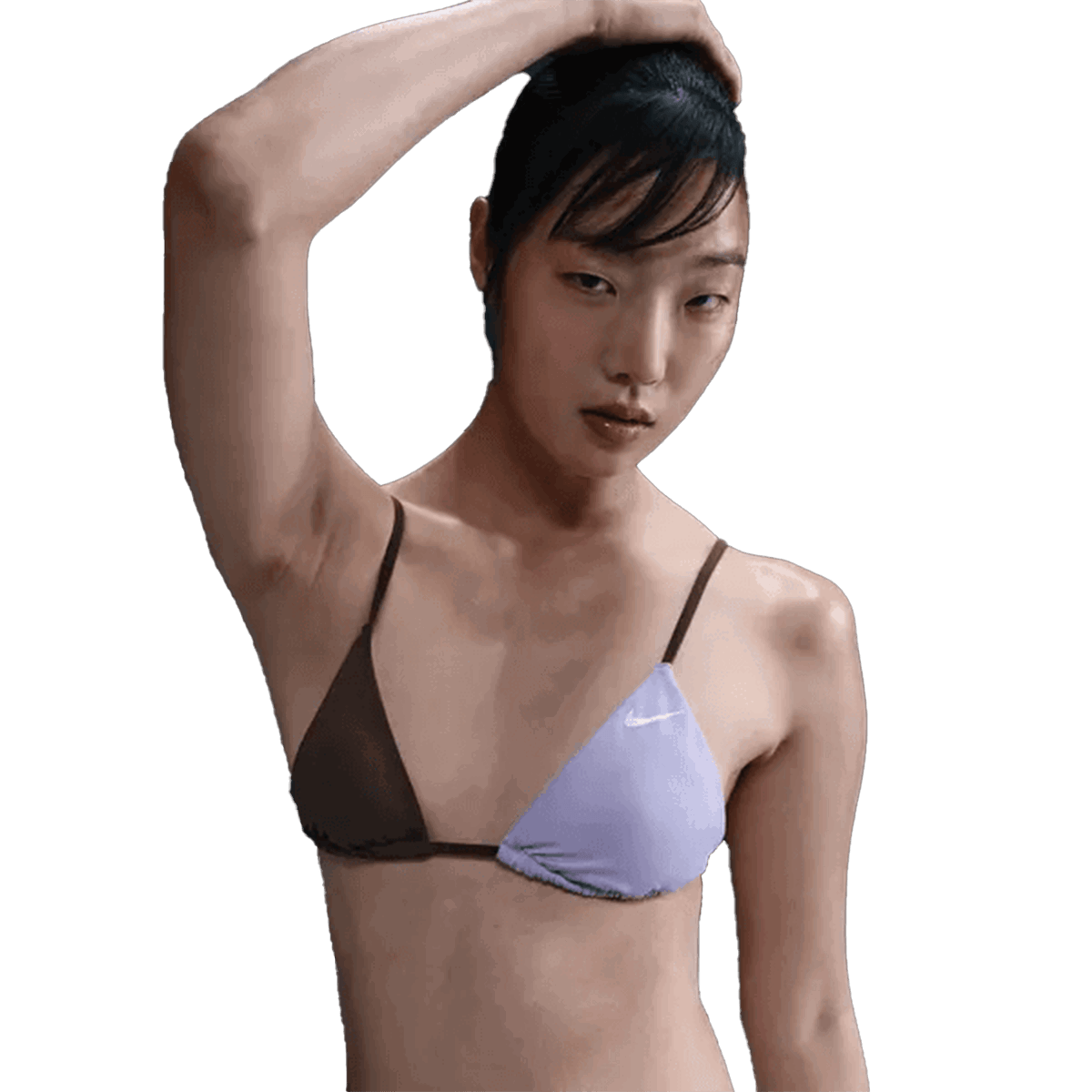 Plavky Nike Colourblock Triangle Bikini Top Fialová | NESSF296-576, 0