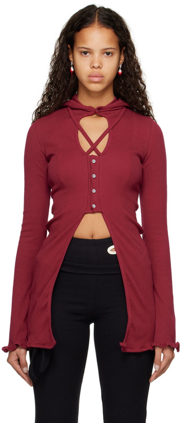 Sveter Ottolinger Ottolinger Lounge Rib Hoodie Vínová | 403504, 0