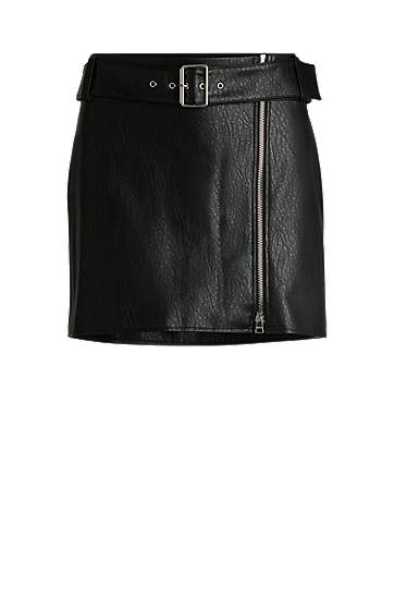 Sukňa BOSS Faux Leather Mini Skirt with Belt Čierna | 50533859
