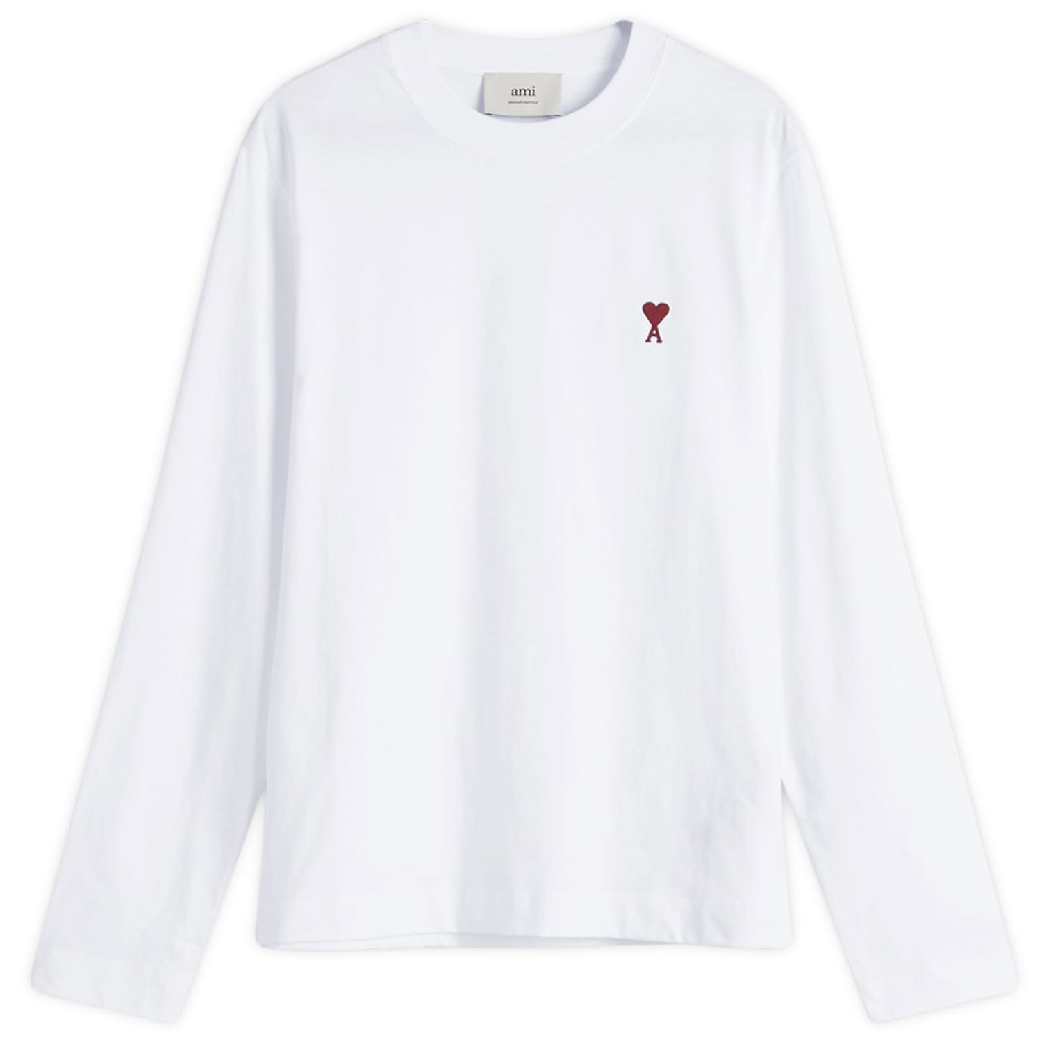 Tričko AMI AMI Small A Heart Long Sleeve T-Shirt, Size Large Biela | BFUTS235-724-100, 0