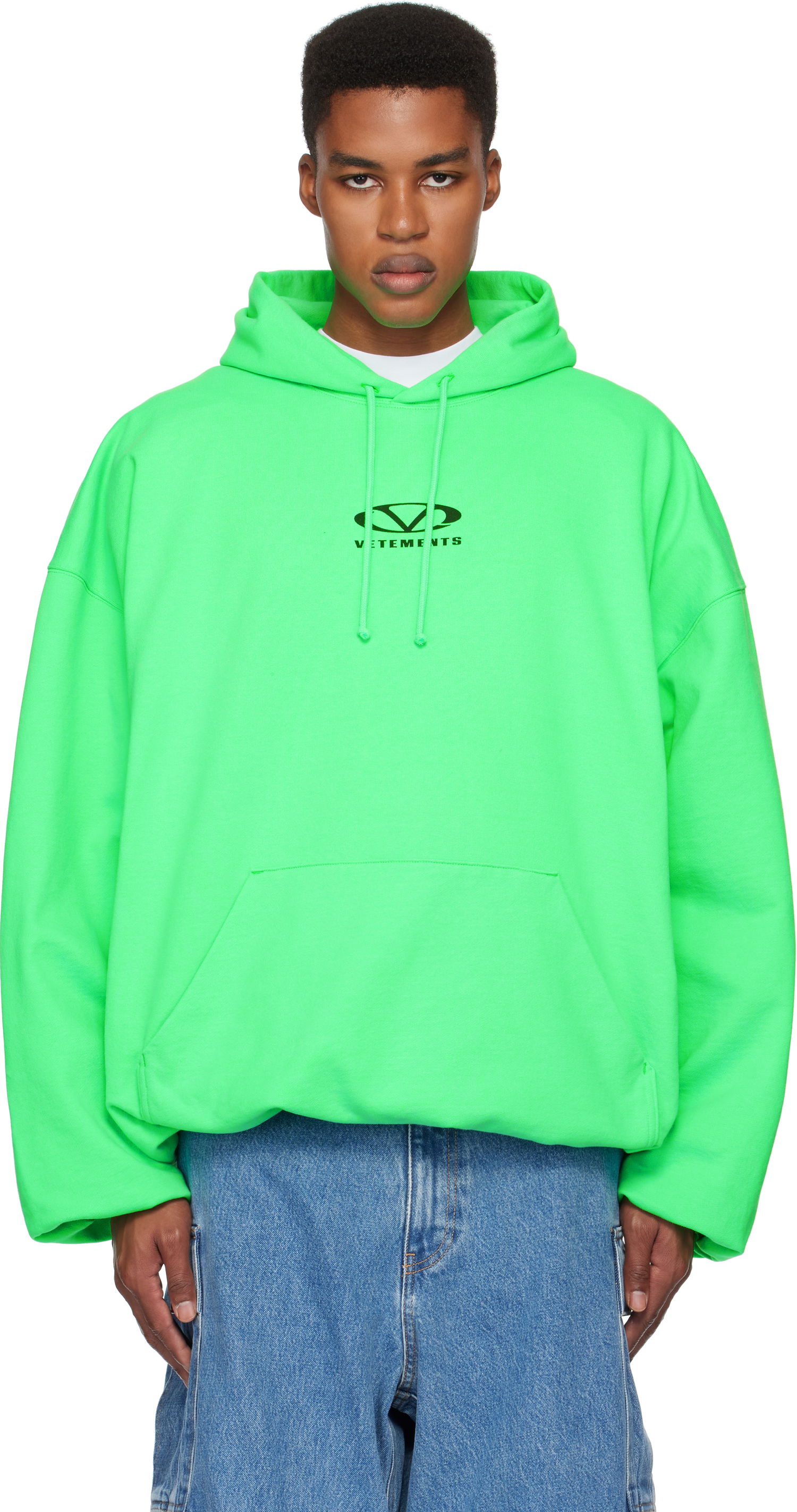 Mikina VETEMENTS Oval Logo Cropped Boxy Hoodie Zelené | UA66HD600E, 0