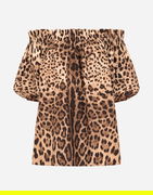 Dolce & Gabbana Short-sleeved Leopard-print Poplin Top