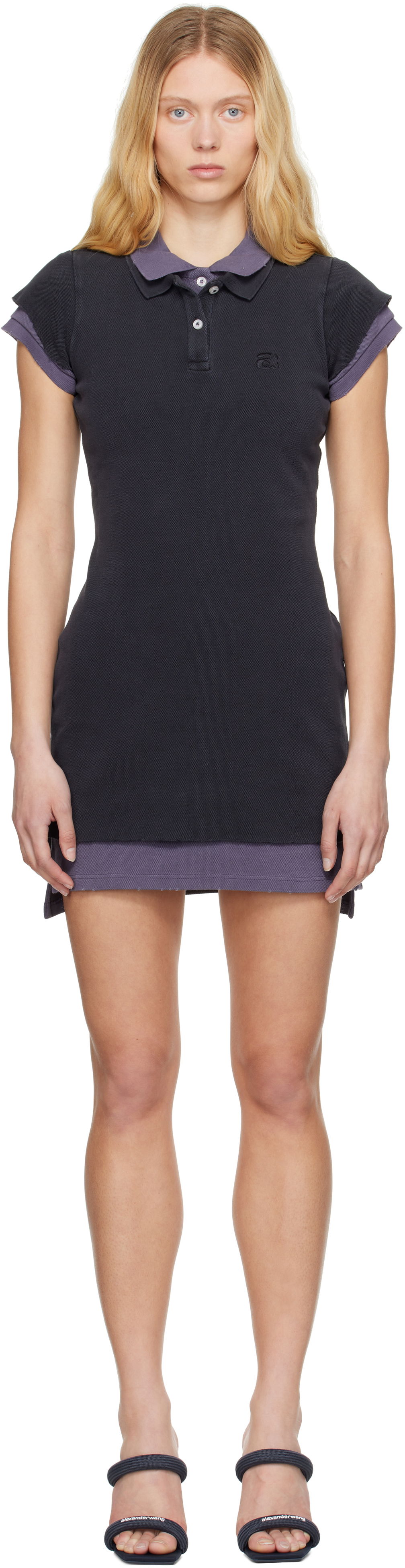 Šaty Alexander Wang Alexander Wang Layered Polo Mini Dress Čierna | 4CC2256297, 0