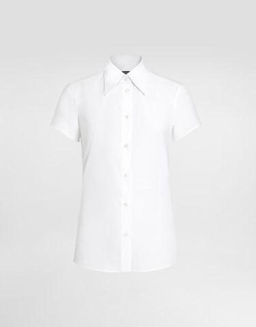 Košeľa Dolce & Gabbana Dolce & Gabbana Poplin Short Sleeve Shirt Biela | F5T77TFUEFMW0800, 0
