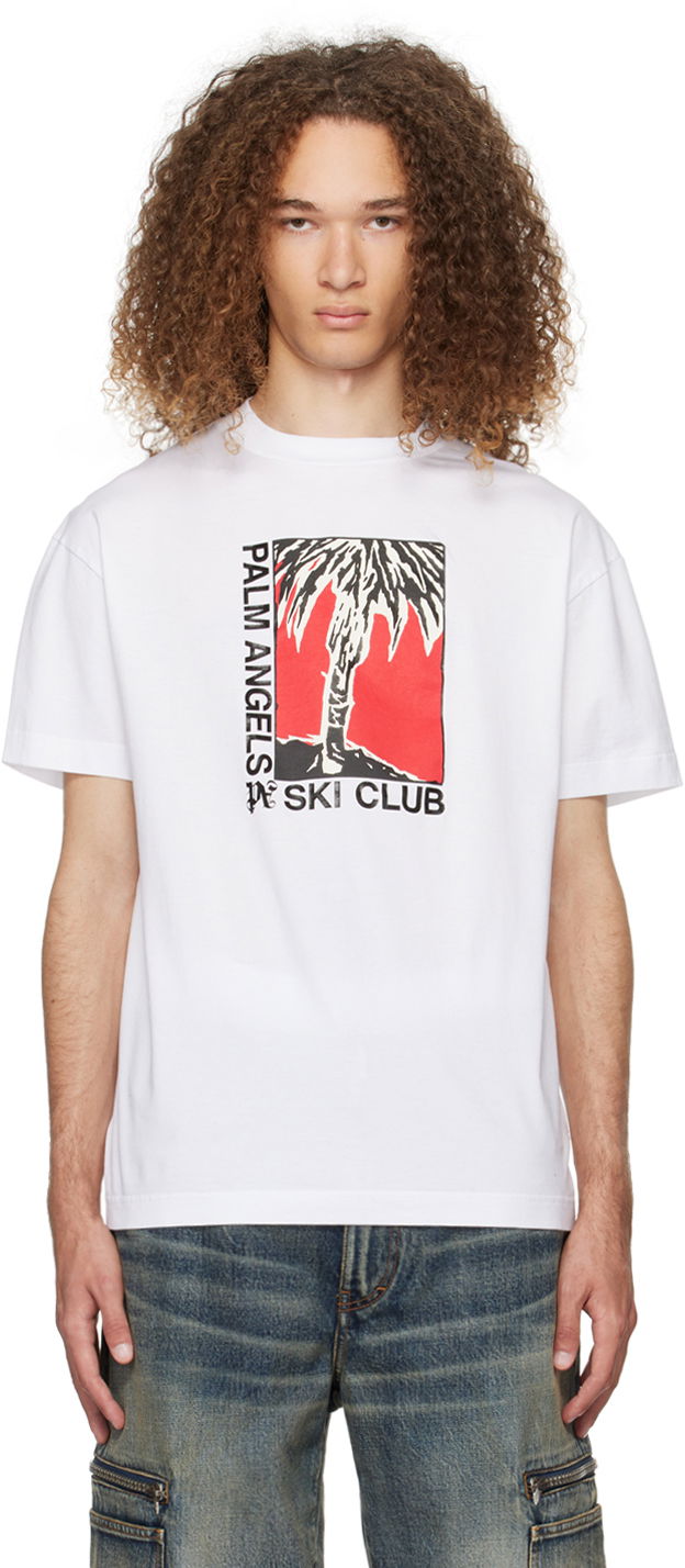 Tričko Palm Angels Ski Club Classic T-Shirt Biela | PMAA001R24JER0030110