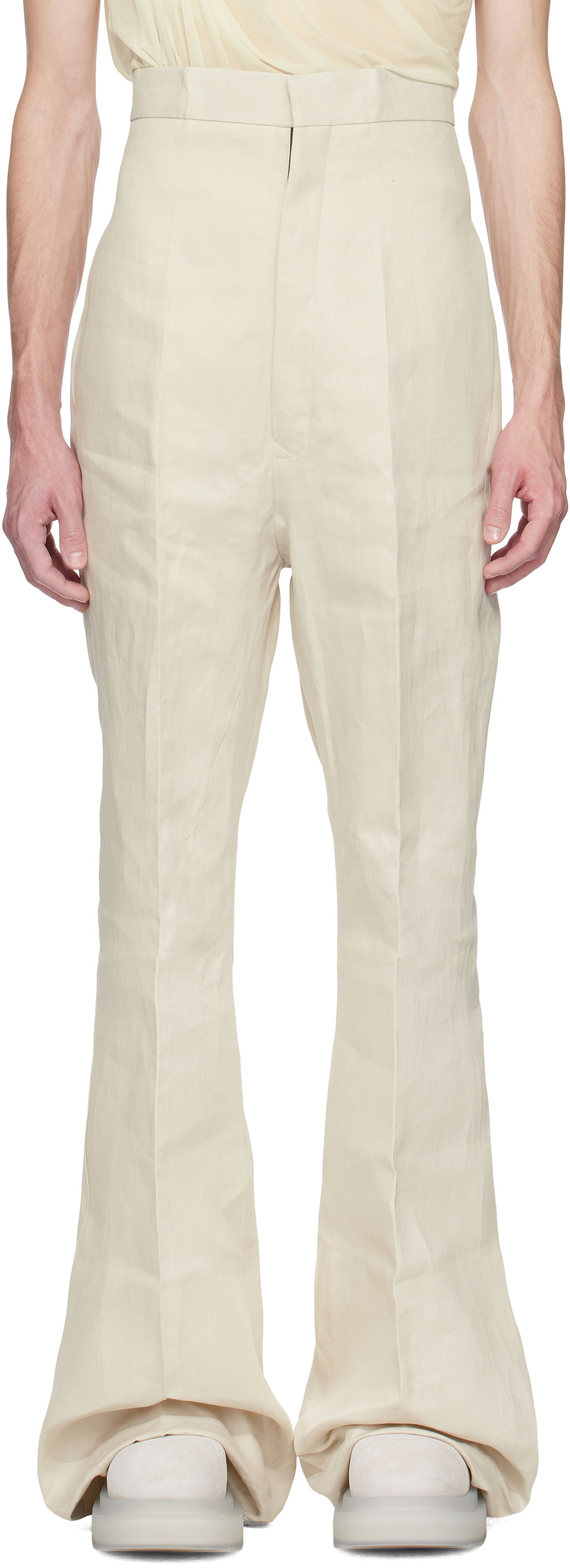 Nohavice Rick Owens Rick Owens Hollywood Dirt Bolan Flare Trousers Béžová | RR01E5351 TWL, 0