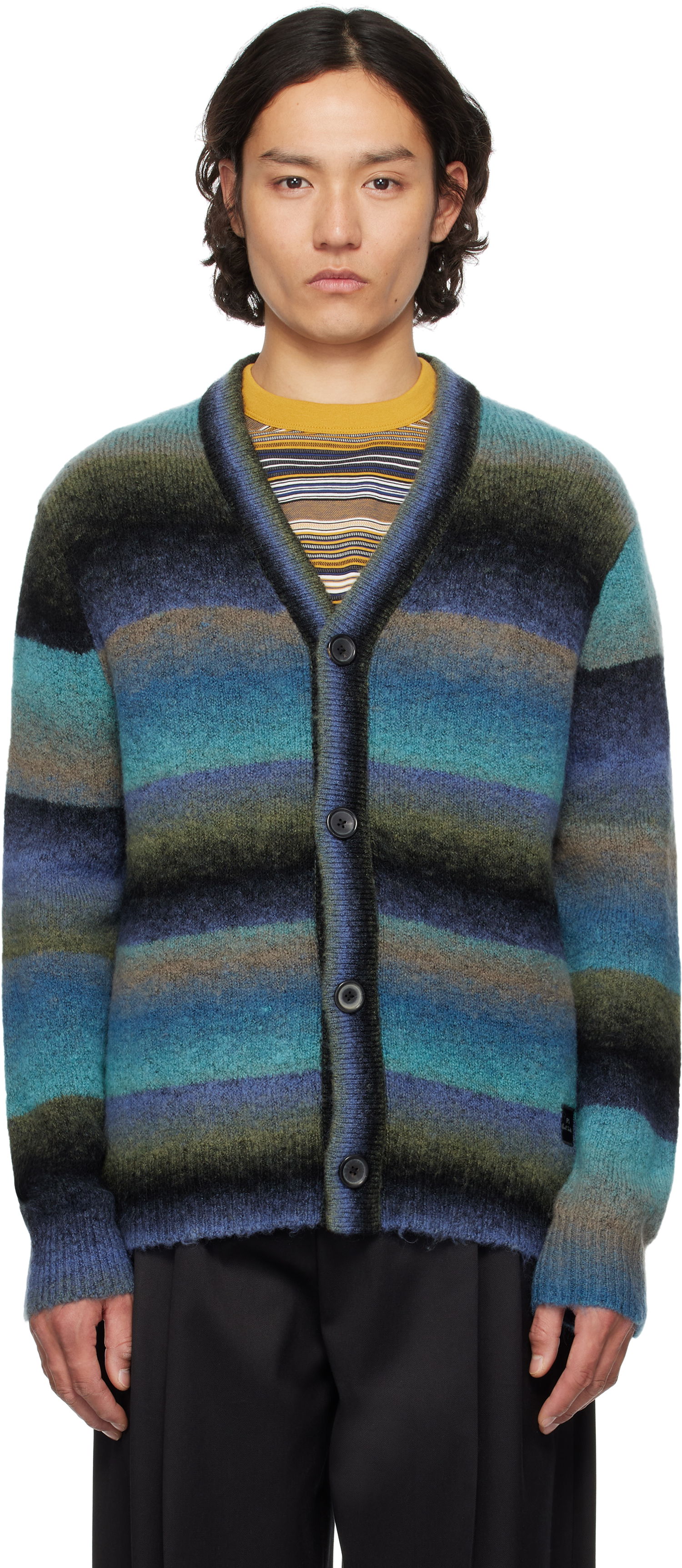 Sveter Paul Smith PS Paul Smith Faded Stripe Merino Wool-Blend Cardigan Rôznofarebný | M2R-306Z-P22299-37, 0
