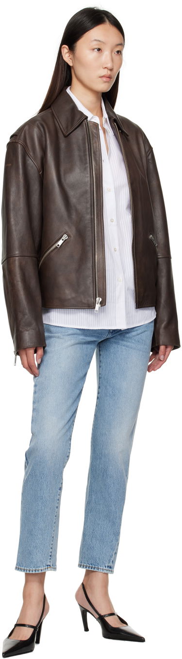 Bunda CALVIN KLEIN Calvin Klein Distressed Leather Biker Jacket Hnedá | 81B530G, 3