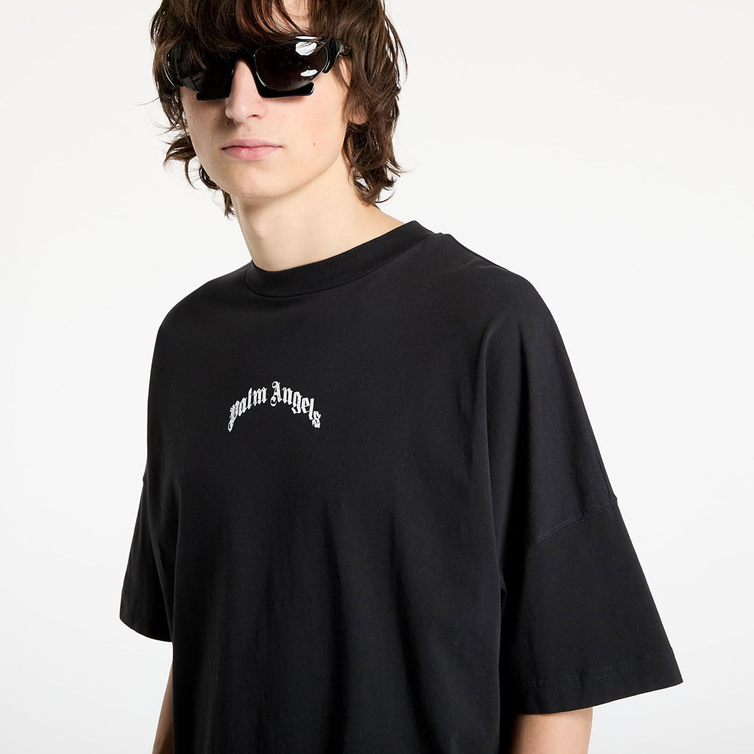 Tričko Palm Angels Curved Logo T-Shirt Čierna | PMAA002S25JER0011003, 1