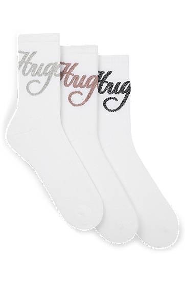 Ponožky BOSS Three-pack of short-length socks with sparkly logos Biela | 50546384