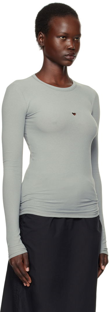Sveter Baserange Baserange Heart Cutout Long Sleeve T-Shirt Šedá | TOHLS-RB-SP25, 1