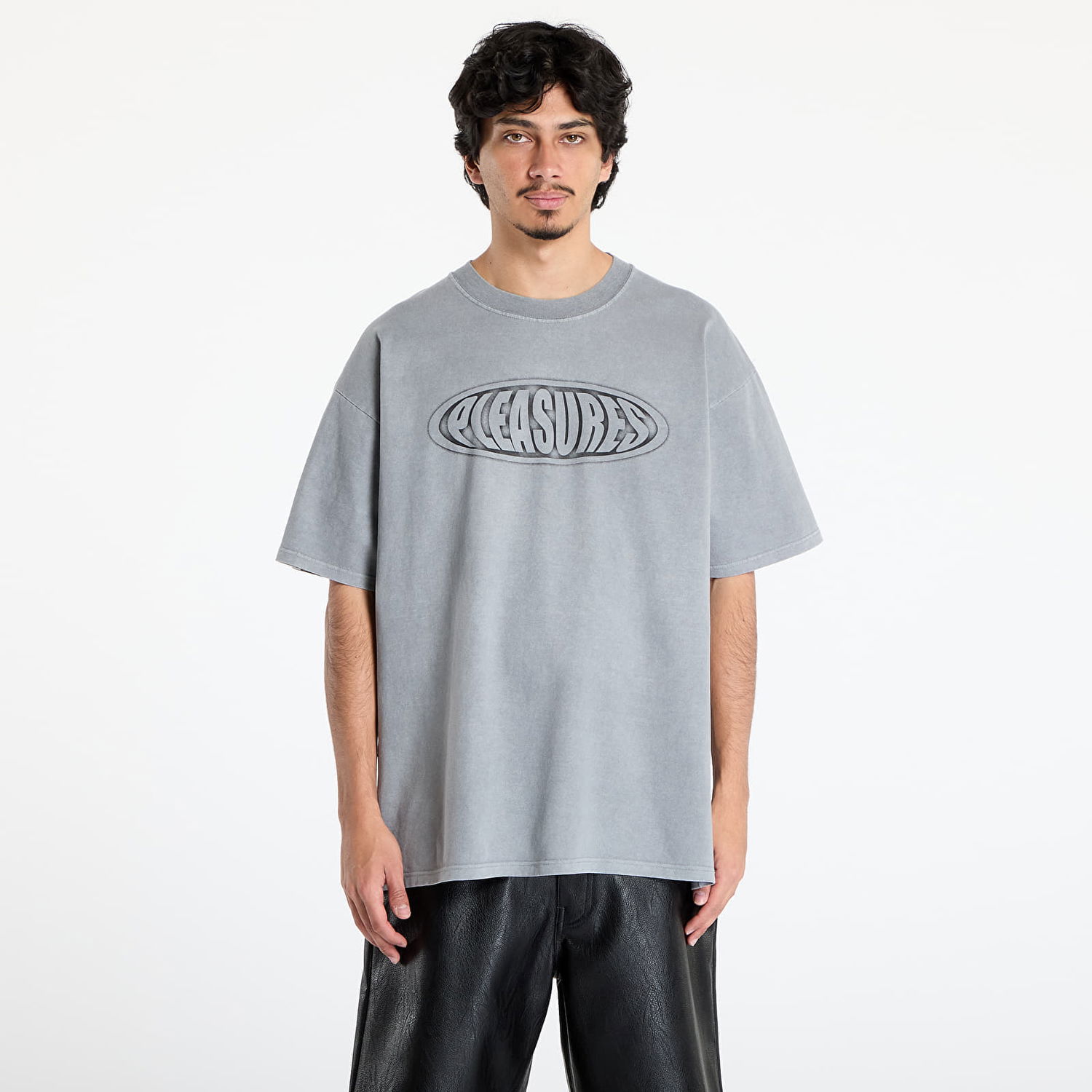 Tričko Pleasures Pleasures Sandblast T-Shirt Šedá | P25SU044 SILVER, 0
