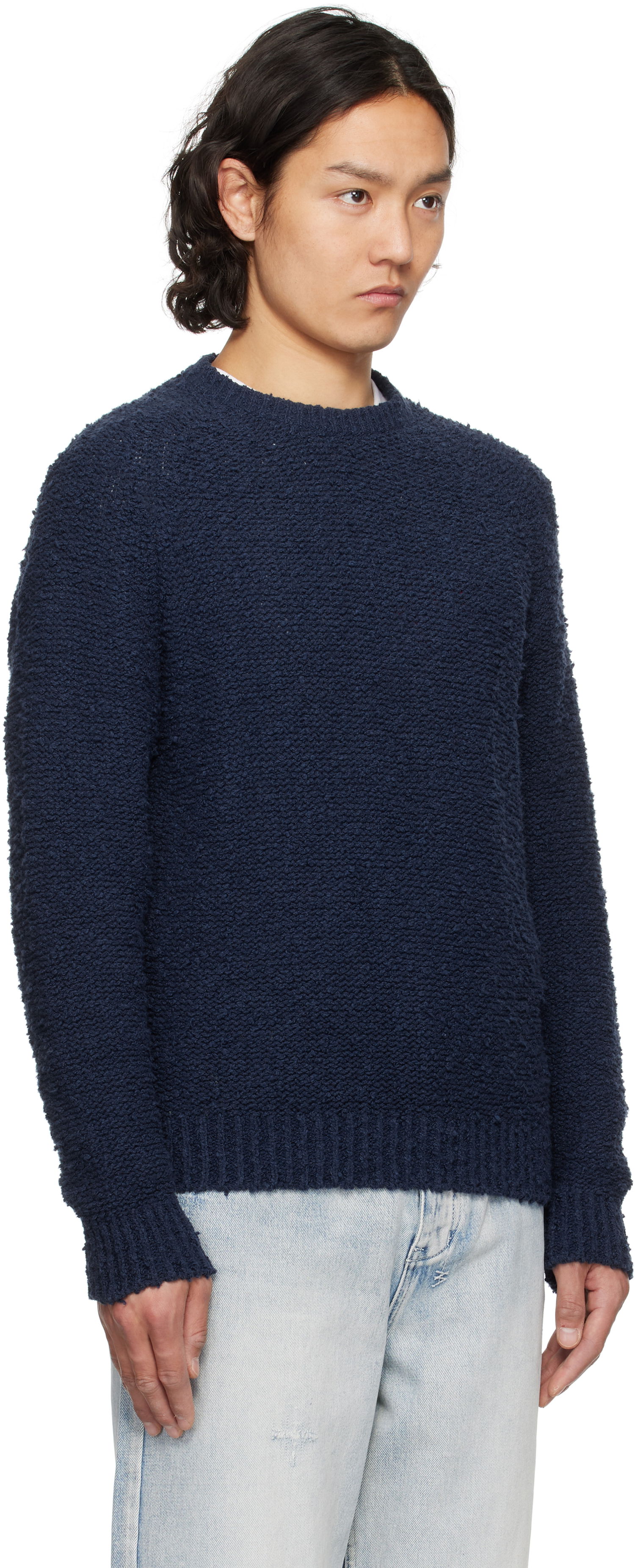 Sveter Noah Noah Popcorn Yarn Sweater Navy | SW090SS25BLU, 1