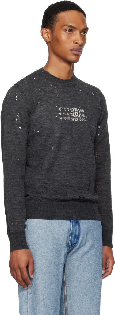 Sveter Maison Margiela MM6 Maison Margiela Distressed Wool Sweater Biela | SH0HL0033 M13134, 4