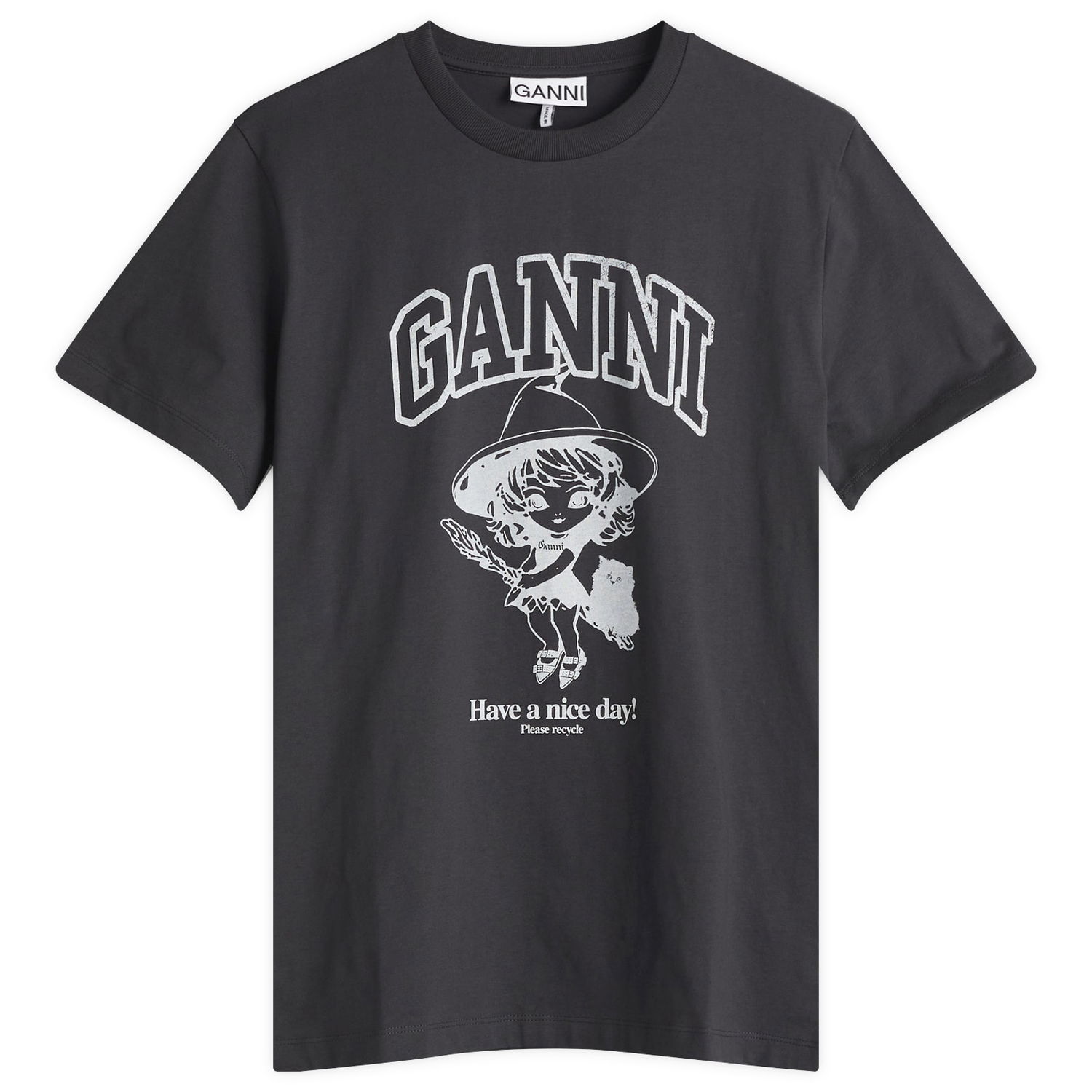 Tričko GANNI GANNI Basic Cotton Witch Relaxed T-Shirt Šedá | T4138-252, 0